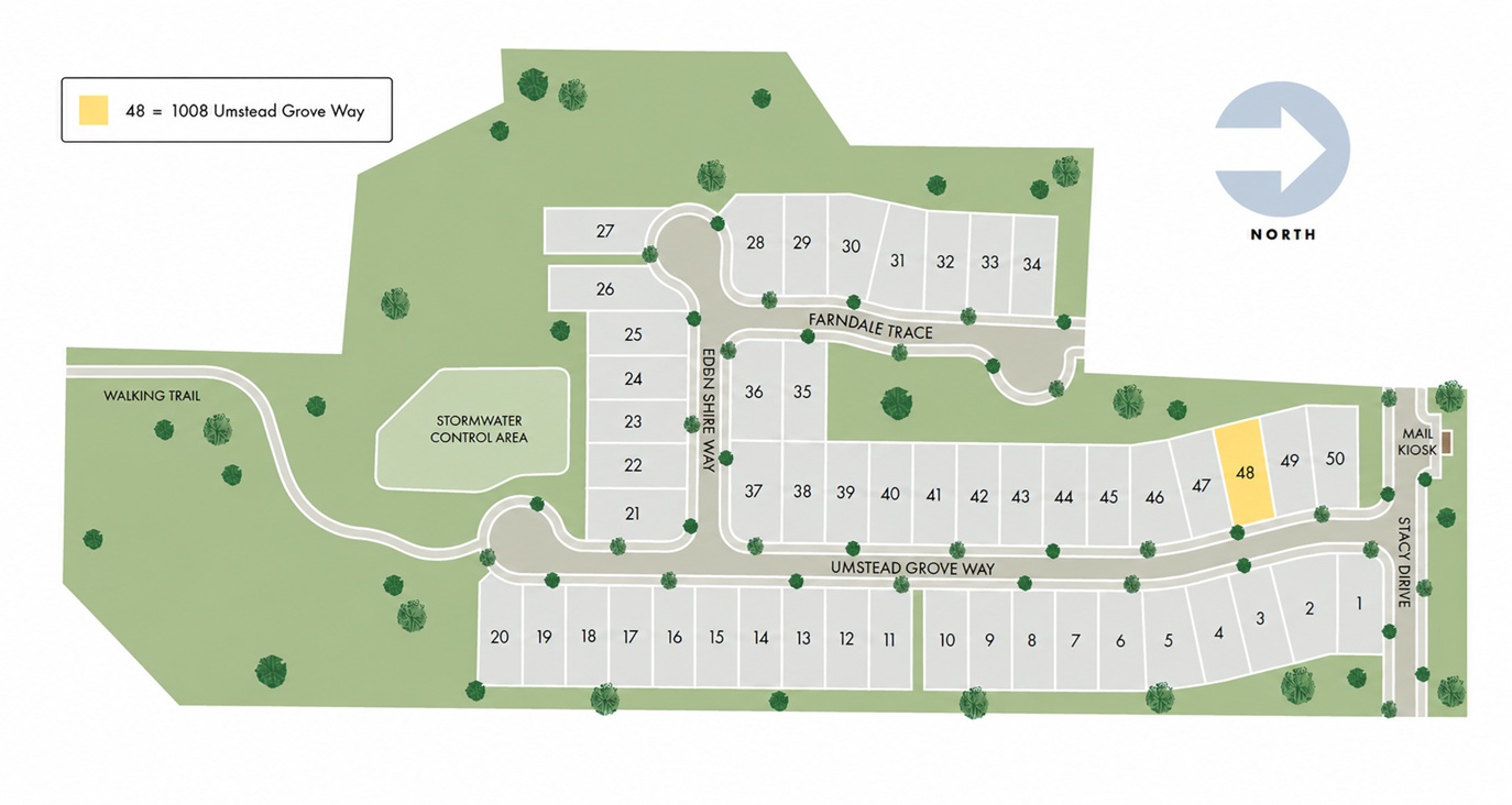 Lot location in Umstead Grove